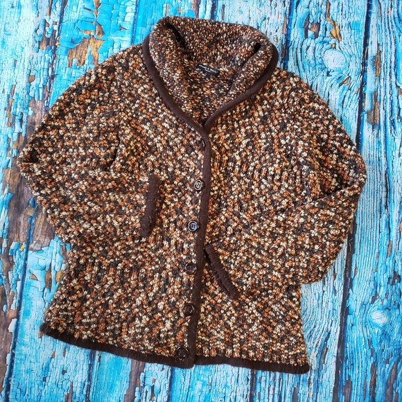 Fall Colours Boucle Cardigan Sweater Coat XL - Picture 5 of 6